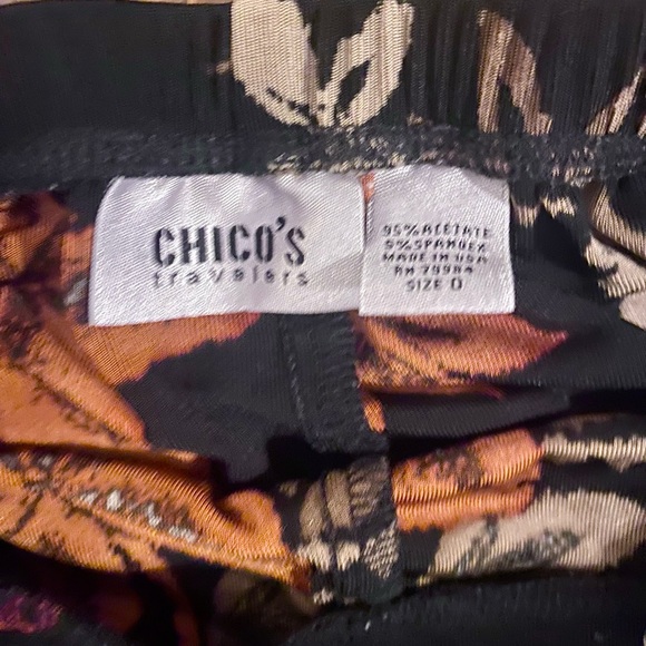 Chicos, travelers size 0 floral pattern, black pants. Bundle with Chicos top. - Picture 5 of 6